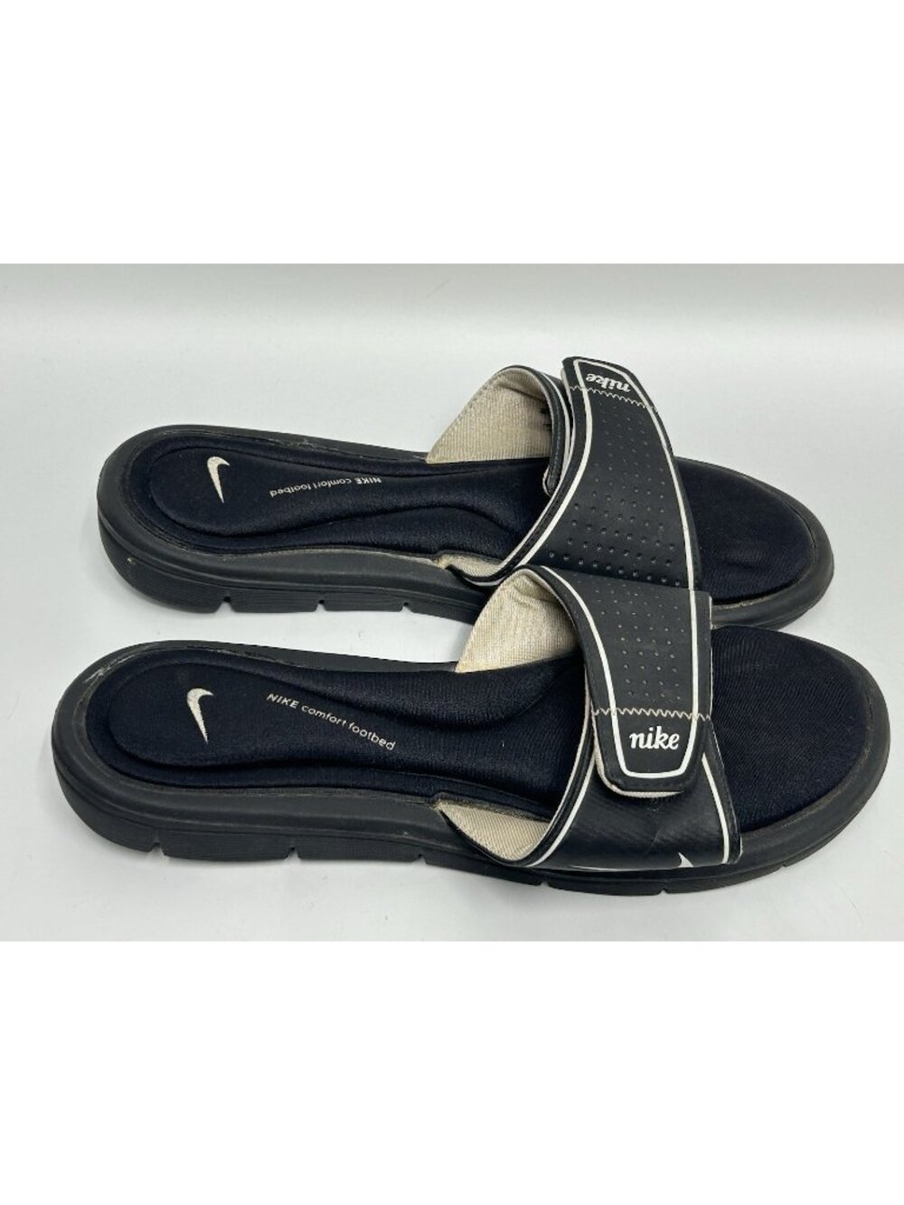 Nike Ultra Comfort Footbed Slide Sandals Women’s Size 9 Black Slip On Adjustable